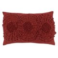 Saro Lifestyle SARO 360.R1423BP 14 x 23 in. Oblong Red Floral Applique Throw Pillow with Poly Filling 360.R1423BP